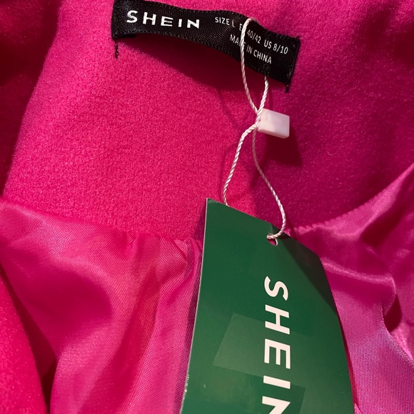 Pink/orange colorblock double-breasted coat, Medium Size 8/10 - Picture 9 of 10